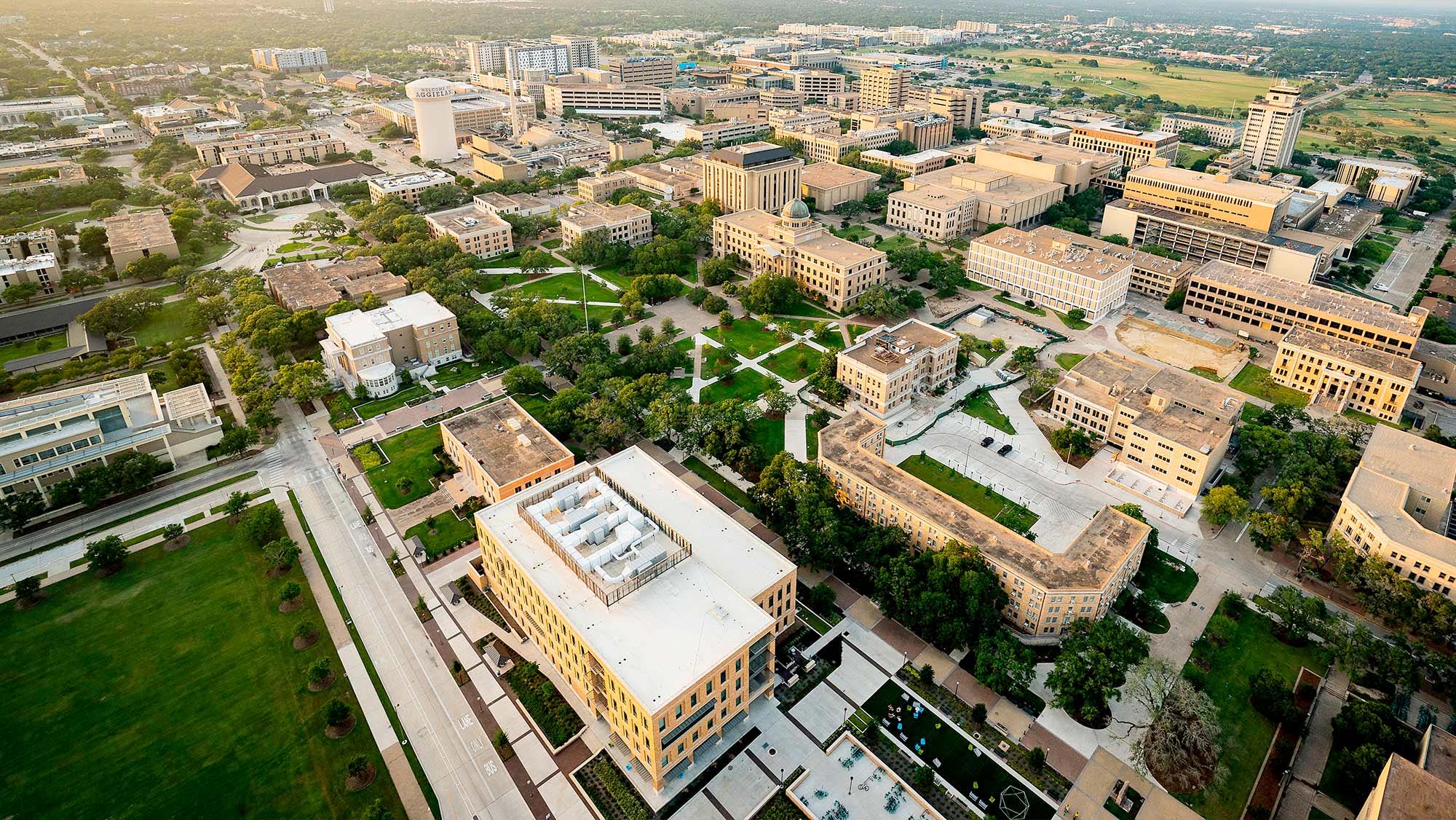 Aerial of Academic Building of University Campus