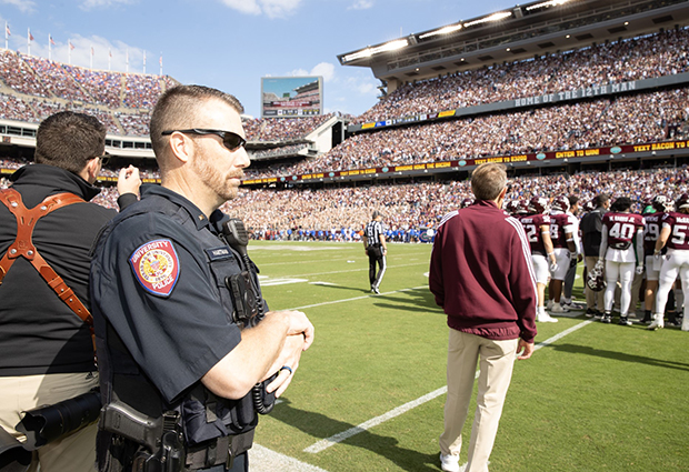 Police officer on patrol at a football game